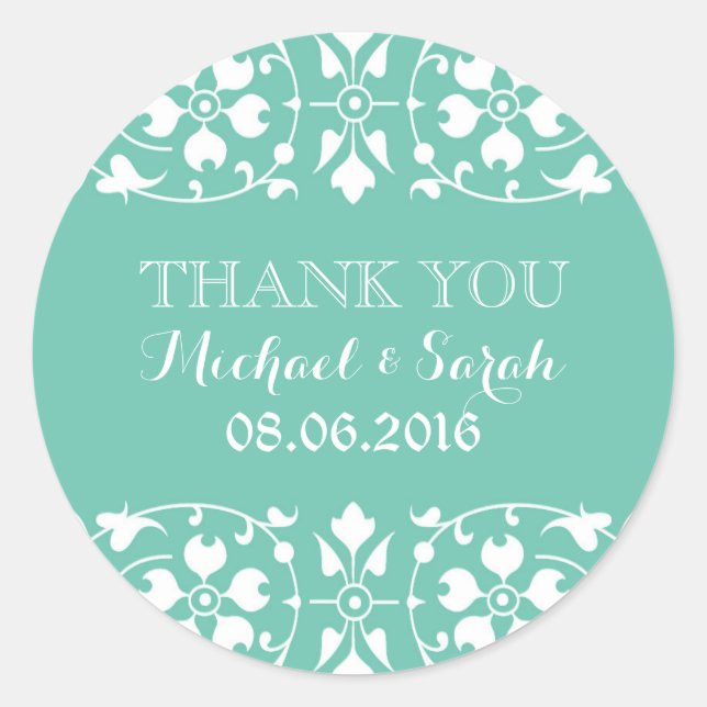 Baby Blue Classic Victorian Thank You Sticker (Front)