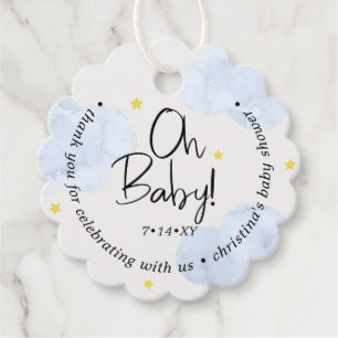 Baby Blue Clouds Oh Baby Thank you Favour Tags