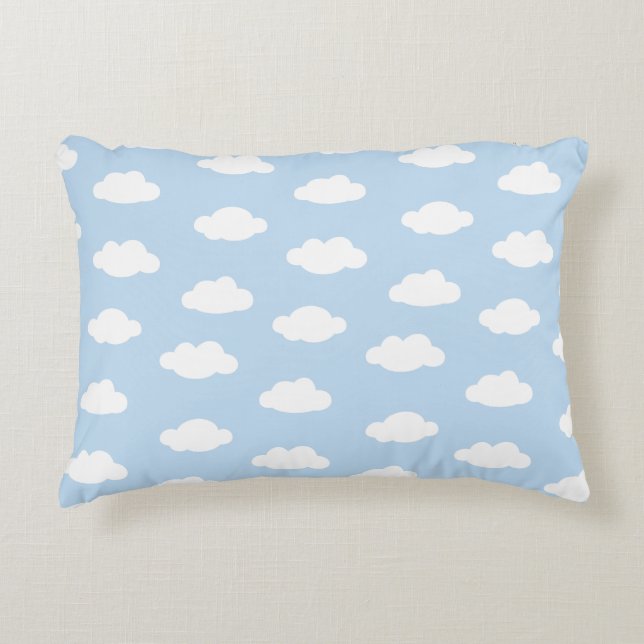 Baby blue cloudy sky pattern  decorative cushion (Front)