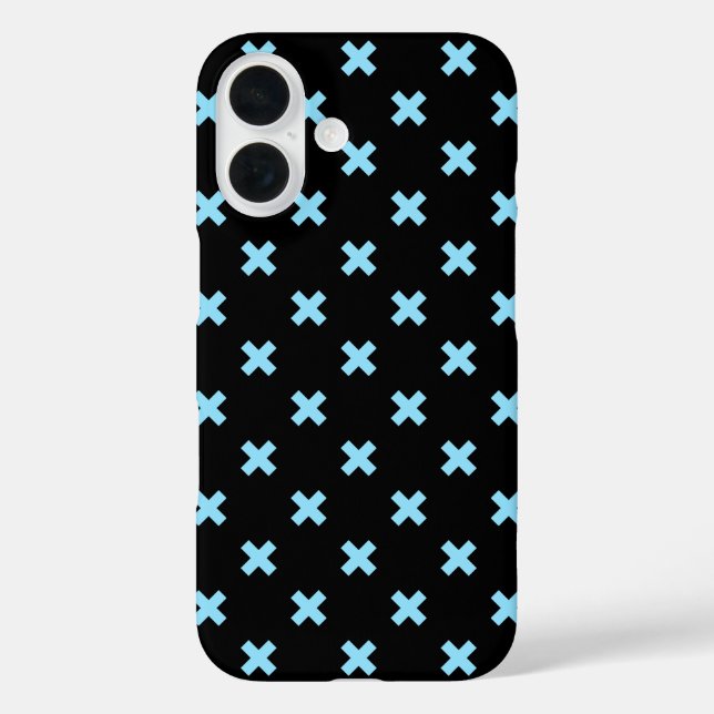 Baby blue cross stitches on black Case-Mate iPhone case (Back)