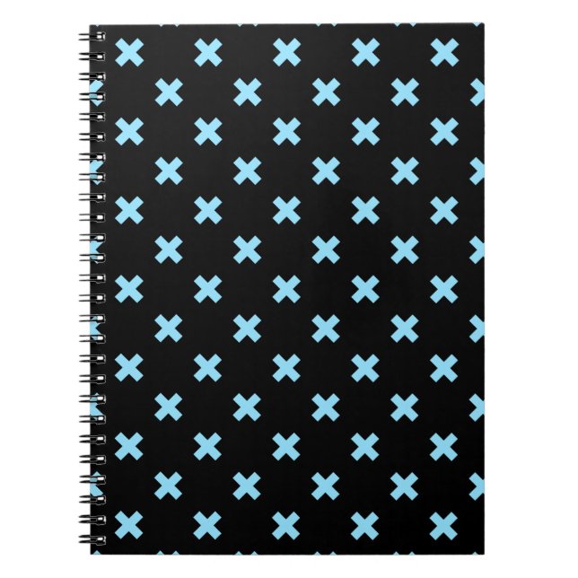 Baby blue cross stitches on black notebook (Front)