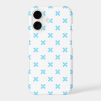 Baby blue cross stitches on white