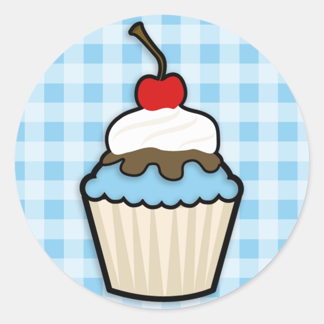 Baby Blue Cupcake Classic Round Sticker (Front)