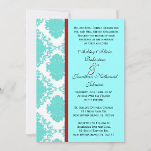 Baby Blue Damask wedding invite