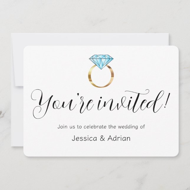 Baby Blue Diamond Ring Wedding  Invitation (Front)