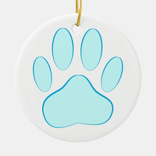 Baby Blue Dog Pawprint Ceramic Tree Decoration (Front)