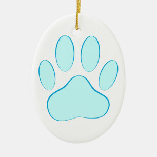 Baby Blue Dog Pawprint Ceramic Tree Decoration
