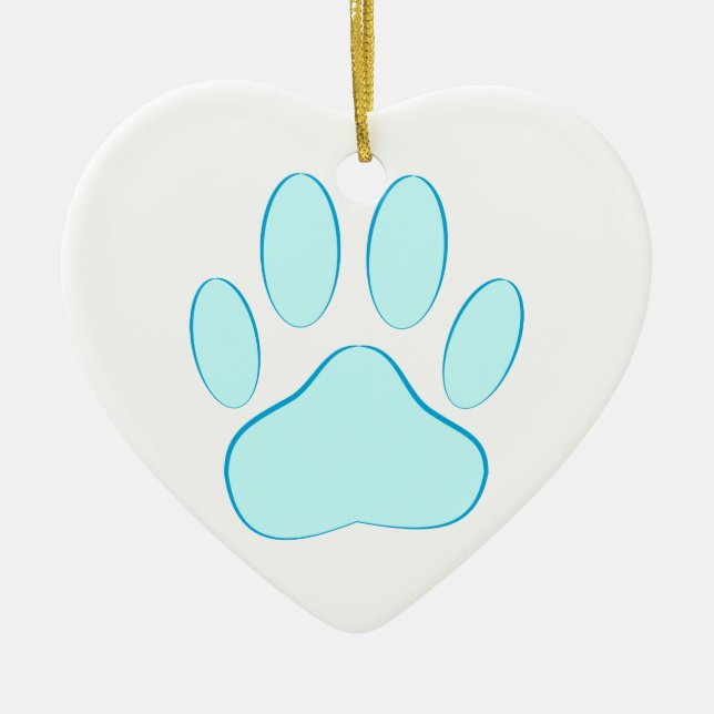 Baby Blue Dog Pawprint Ceramic Tree Decoration (Front)