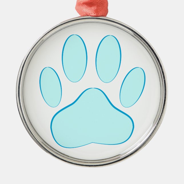 Baby Blue Dog Pawprint Metal Tree Decoration (Front)