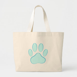 Baby Blue Dog Pawprint Pet Large Tote Bag