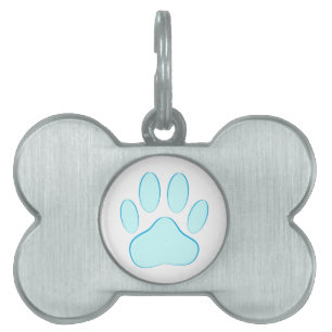 Baby Blue Dog Pawprint Pet Tag
