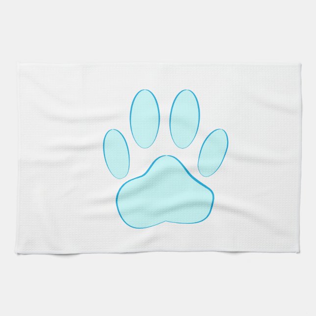 Baby Blue Dog Pawprint Tea Towel (Horizontal)