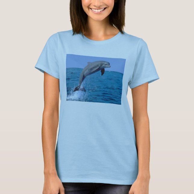 Baby Blue dolphin women medium tee shirt (Front)
