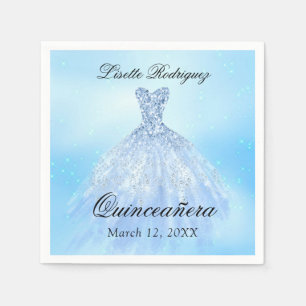 Baby Blue Dress Quinceanera Custom Napkin