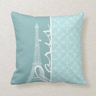 Baby Blue Eiffel Tower; Paris Cushion