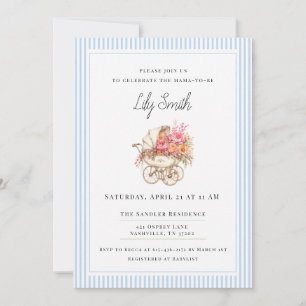 Baby Blue Elegant Baby Shower Invitation
