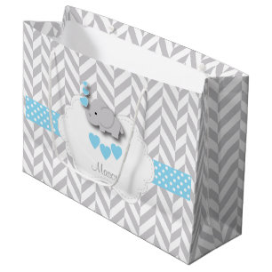 Baby Blue 🐘 Elephant Design 👶 Baby Boy Shower Large Gift Bag