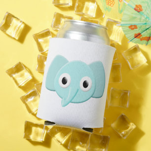 Baby Blue Elephant Drawing Can Cooler