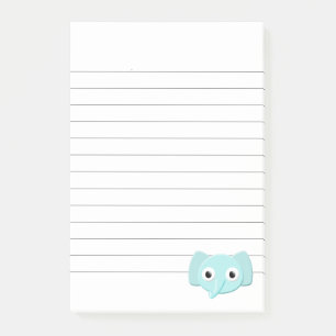 Baby Blue Elephant Drawing Lined Post-it Notes