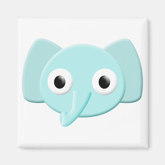 Baby Blue Elephant Drawing Magnet (Front)