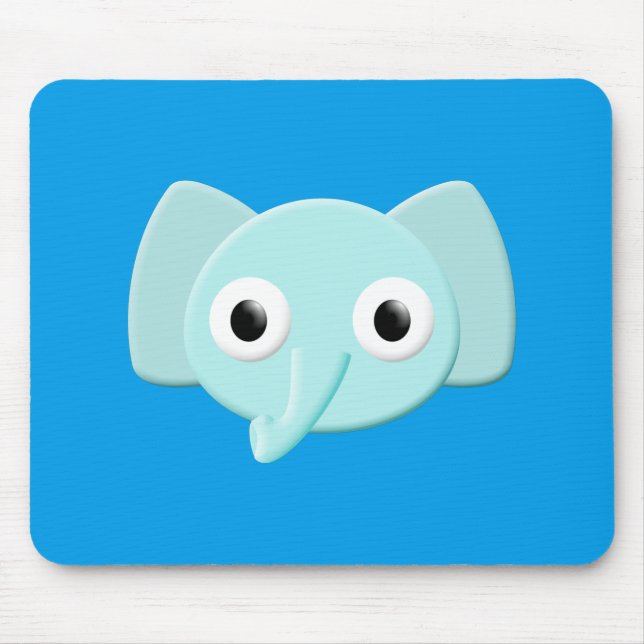 Baby Blue Elephant Drawing Mouse Pad (Front)