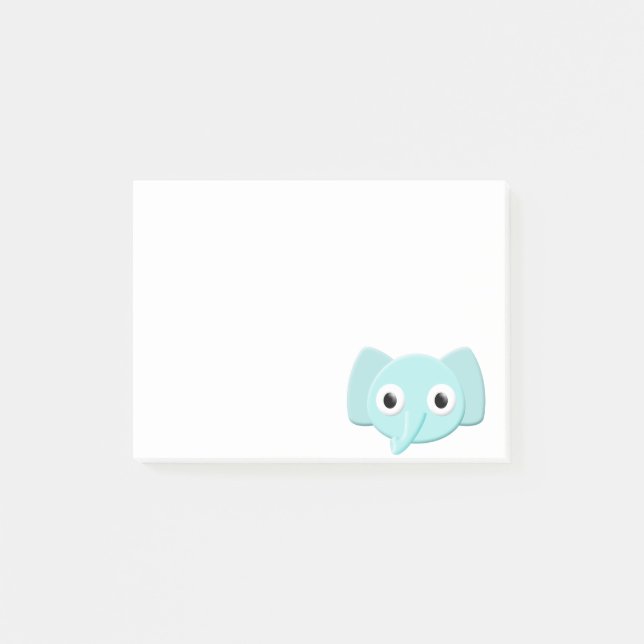 Baby Blue Elephant Drawing Post-it Notes (Front)