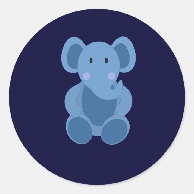 Baby: Blue Elephant Stuffed Toy Sticker (Front)