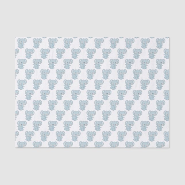 Baby Blue Elephants Tissue Paper (Front)