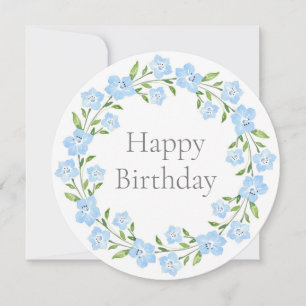 Baby Blue Eyes Watercolor Floral Wreath Card
