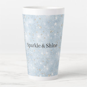 Baby Blue Faux Glitter   Latte Mug