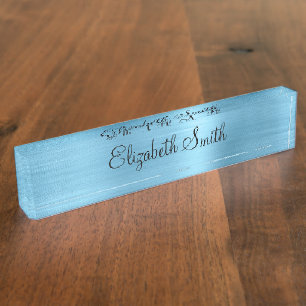 Baby Blue Faux Metallic Foil Nameplate