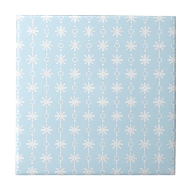 Baby Blue Floral and Circle Print Tile (Front)