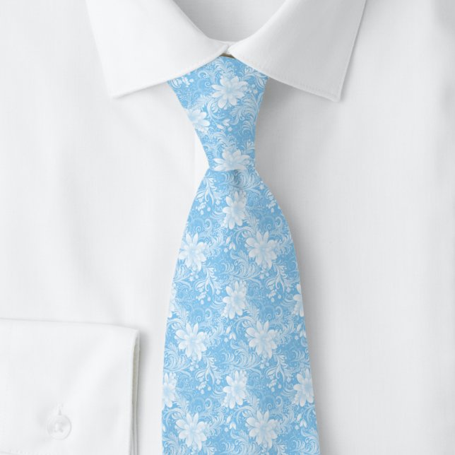 Baby Blue Floral Batik Tie (Creator Uploaded)