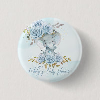 Baby Blue Floral Cute Elephant Boy Baby Shower
