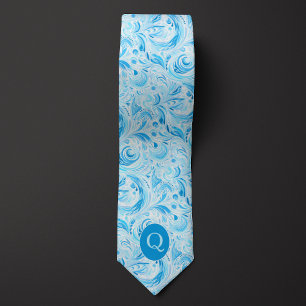 Baby Blue Floral Monogram Neck Tie