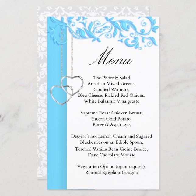 Baby Blue Floral Swirl - Menu (Front/Back)