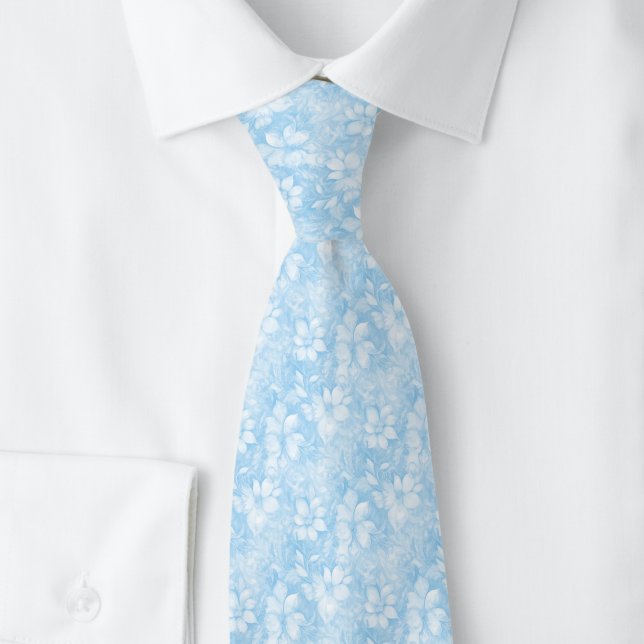 Baby Blue Floral Tie (Creator Uploaded)