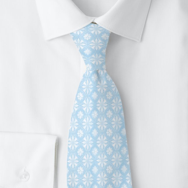 Baby Blue Geometric Floral Tie (Creator Uploaded)