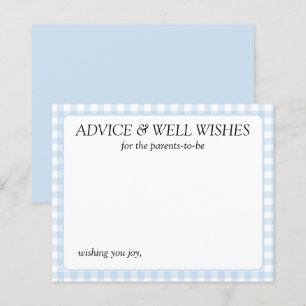 Baby blue gingham Advice Cards for New Parents