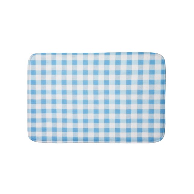 Baby Blue Gingham Bath Mat (Front)