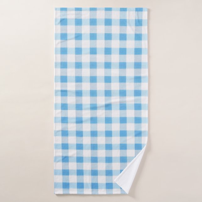 Baby Blue Gingham Bath Towel (Bath Towel)