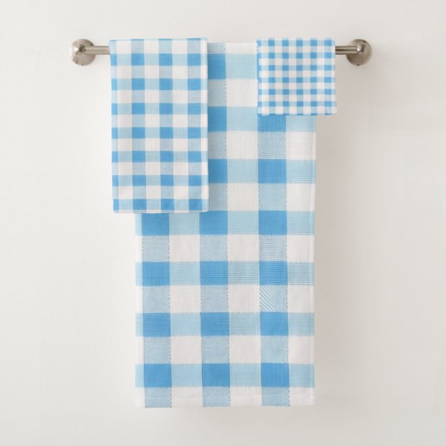 Baby Blue Gingham Bath Towel Set (Insitu)