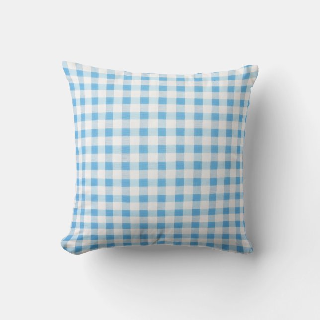 Baby Blue Gingham Cushion (Front)
