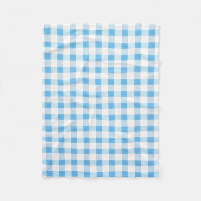 Baby Blue Gingham Fleece Blanket (Front)