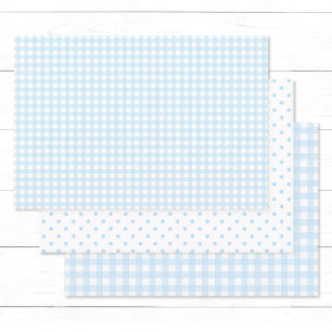 Baby Blue Gingham Gift Wraps with Country Charme. Wrapping Paper Sheet