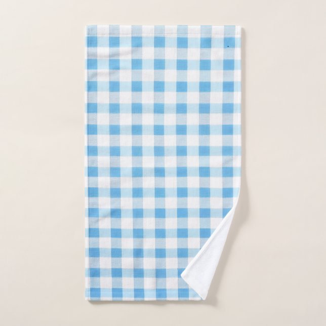 Baby Blue Gingham Hand Towel (Hand Towel)