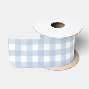 Baby Blue Gingham Pattern Satin Ribbon