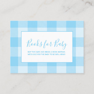Baby Blue Gingham Plaid Books for Baby Enclosure Card