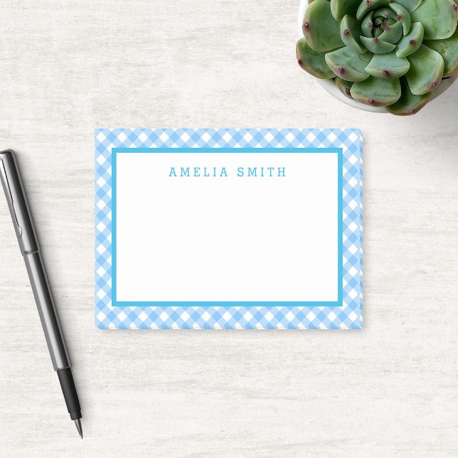 Baby Blue Gingham with Border Post-it Notes (Creator Uploaded)