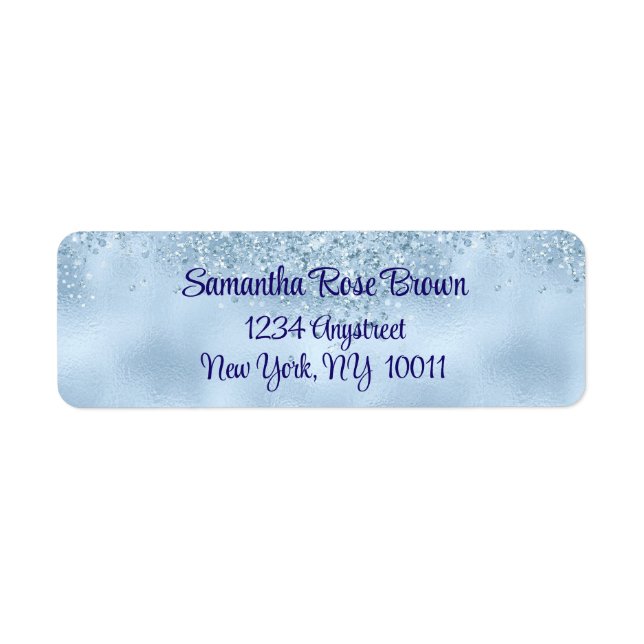 Baby Blue Glitter & Foil Return Address Label (Front)